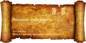 Macska Benjámin névjegykártya
